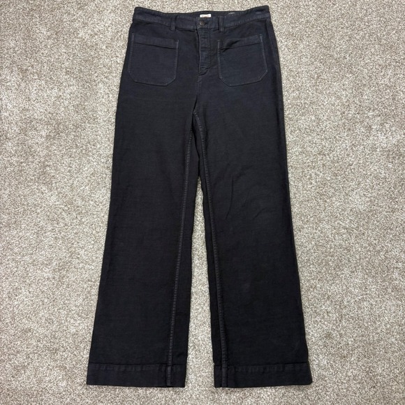 Faherty Utility Pants Mens 31 Black Wide Leg Cotton Blend Stretch Workwear - Picture 2 of 8